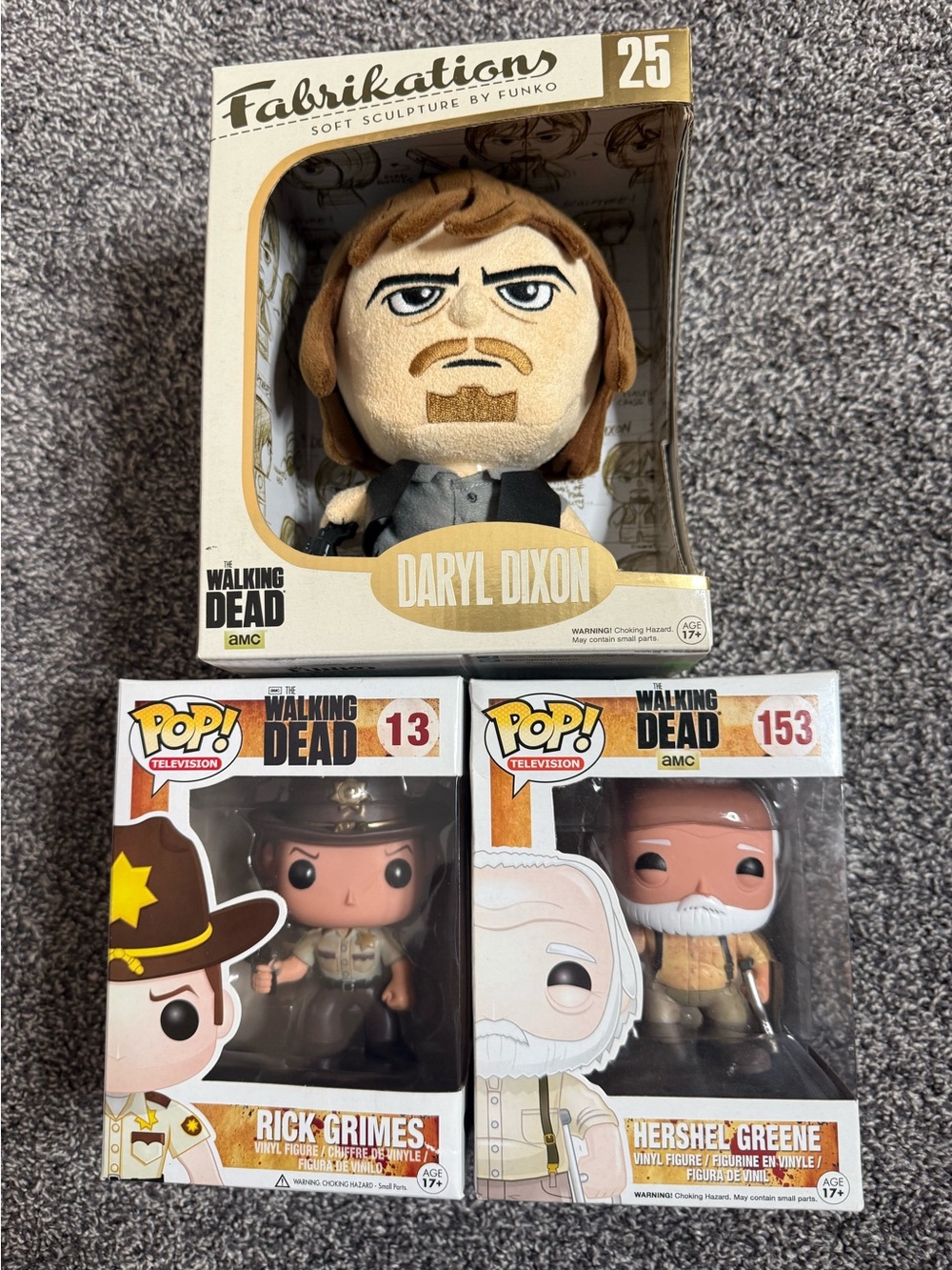 Walking Dead Funko Pop Rick Grimes 13 Hershel Greene 153 Daryl Dixon Plush Lot